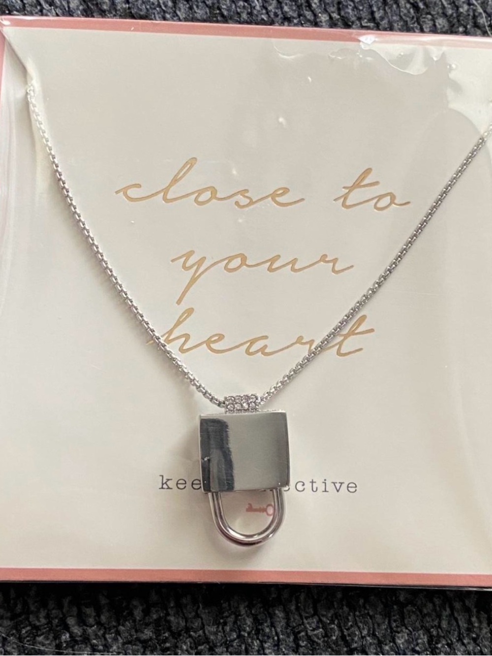 NWT KEEP Collective Keep It Lock Padlock Necklace Silver Tone